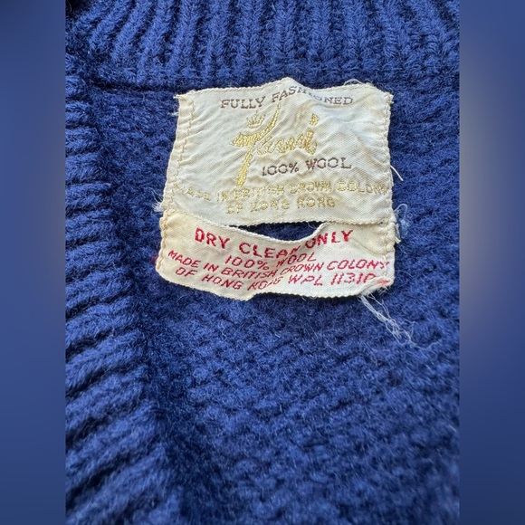 Vintage British colon of Hong Kong 100% wool Sweater size S - Picture 4 of 6